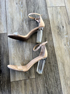Strappy Nude Clear Heels